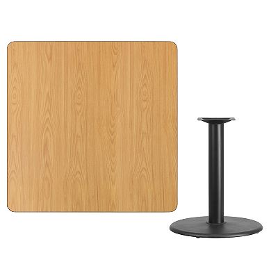 Flash Furniture 42'' Square Laminate Table Top with 24'' Round Table Height Base