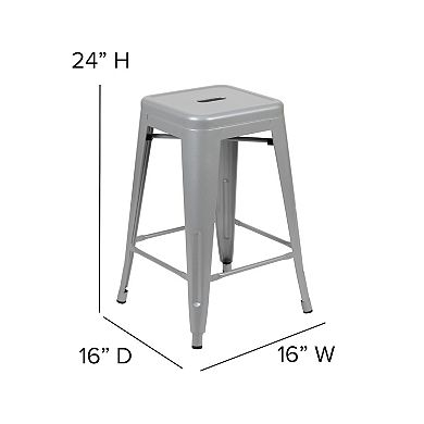 Flash Furniture 4 Pack 24" High Metal Indoor Counter Bar Stool - Stackable Stool