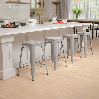 Flash Furniture 4 Pack 24" High Metal Indoor Counter Bar Stool - Stackable Stool