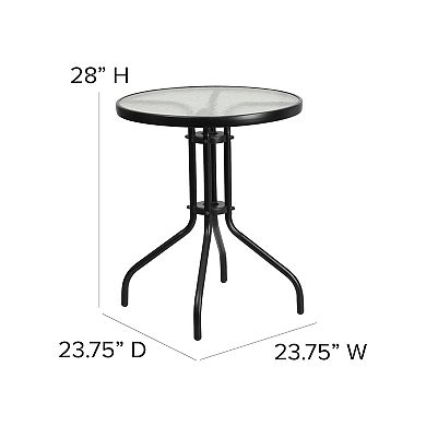 Flash Furniture 3 Piece Patio Dining Set - Glass Table, 2 Flex Stack Chairs