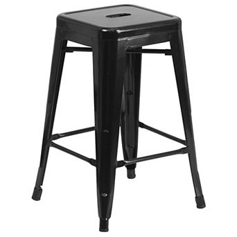 Flash Furniture 24" High Backless Metal Indoor-Outdoor Counter Height Stool w/Square Seat