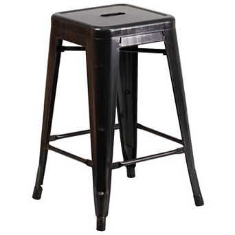 Flash Furniture 24" High Backless Metal Indoor-Outdoor Counter Height Stool w/Square Seat