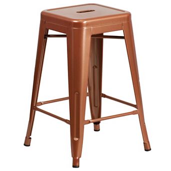 Flash Furniture 24" High Backless Metal Indoor-Outdoor Counter Height Stool w/Square Seat
