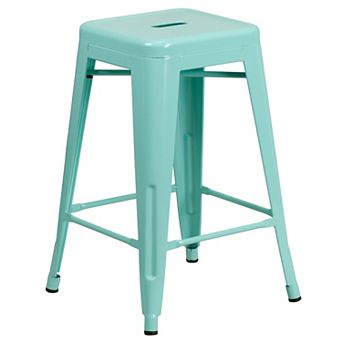 Flash Furniture 24" High Backless Metal Indoor-Outdoor Counter Height Stool w/Square Seat