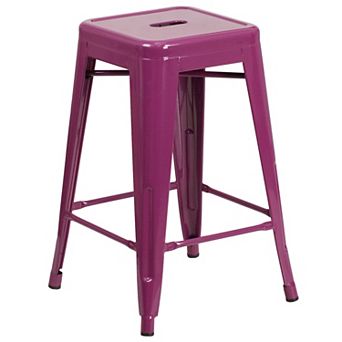 Flash Furniture 24" High Backless Metal Indoor-Outdoor Counter Height Stool w/Square Seat