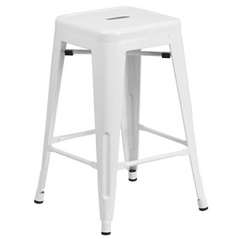 Flash Furniture 24" High Backless Metal Indoor-Outdoor Counter Height Stool w/Square Seat