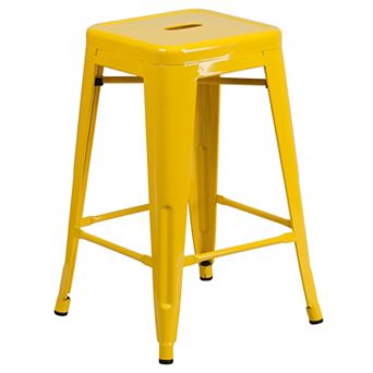 Flash Furniture 24" High Backless Metal Indoor-Outdoor Counter Height Stool w/Square Seat
