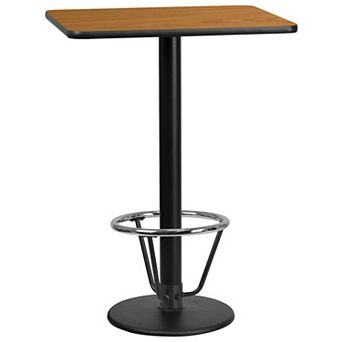 Flash Furniture 24'' x 30'' Rectangular Table Top with 18'' Round Bar Height Table Base