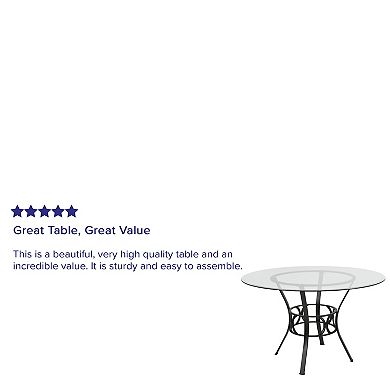 Flash Furniture 48'' Round Glass Dining Table with Crescent Style Metal Frame
