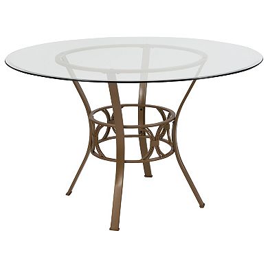 Flash Furniture 48'' Round Glass Dining Table with Crescent Style Metal Frame