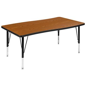 Flash Furniture 28"W x 47.5"L Rectangular Wave Collaborative Grey Kids Adjustable Activity Table