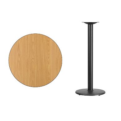Flash Furniture 30'' Round Laminate Table Top with 18'' Round Bar Height Table Base