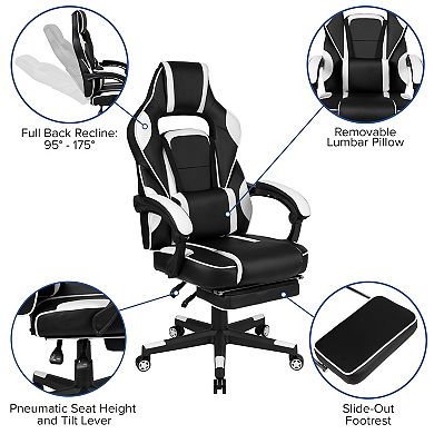 Flash Furniture Gaming Bundle-Cup/Headphone Desk & Reclining Footrest Chair