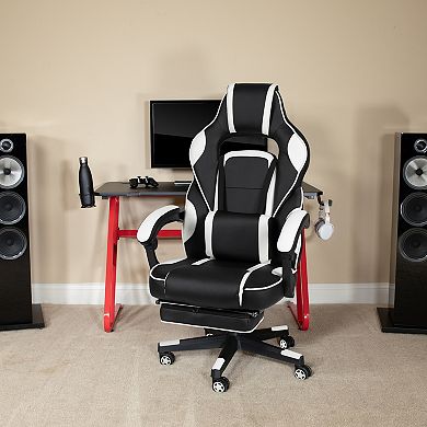 Flash Furniture Gaming Bundle-Cup/Headphone Desk & Reclining Footrest Chair