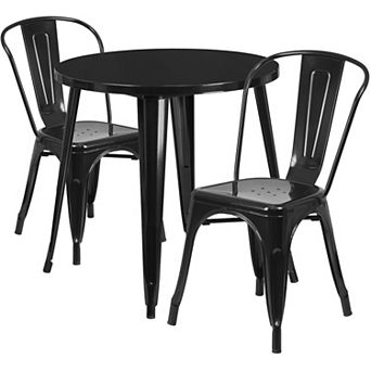 Flash Furniture 30'' Round Metal Indoor-Outdoor Table Set with 2 Cafe Chairs