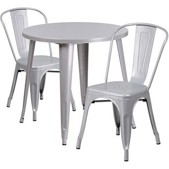 Flash Furniture 30'' Round Metal Indoor-Outdoor Table Set with 2 Cafe Chairs