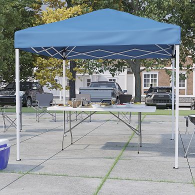 Flash Furniture 8' x 8' Pop Up Canopy Tent and 6 Ft. Bi-Fold Table with Carrying Handle