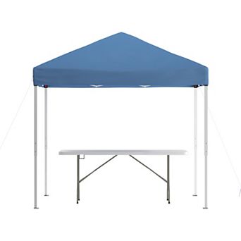 Flash Furniture 8' x 8' Pop Up Canopy Tent and 6 Ft. Bi-Fold Table with Carrying Handle