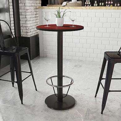 Flash Furniture 24'' Round Laminate Table Top with 18'' Round Bar Height Table Base