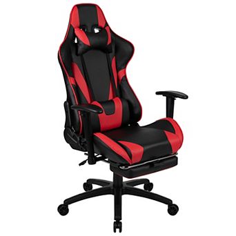 Flash Furniture Racing Gaming Ergonomic Chair with Reclining Back, Footrest in LeatherSoft