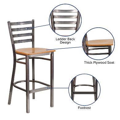 Flash Furniture Clear Coated Ladder Back Metal Restaurant Barstool