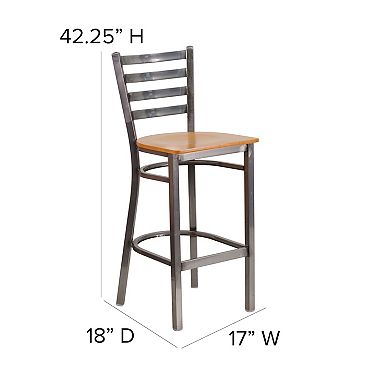 Flash Furniture Clear Coated Ladder Back Metal Restaurant Barstool