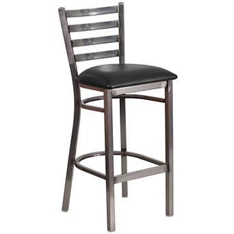 Flash Furniture Clear Coated Ladder Back Metal Restaurant Barstool