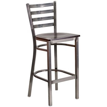 Flash Furniture Clear Coated Ladder Back Metal Restaurant Barstool