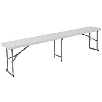 Flash Furniture 10.25"W x 71"L Bi-Fold Granite White Plastic Bench with Carrying Handle
