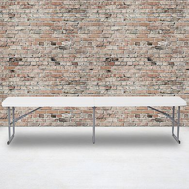 Flash Furniture 10.25"W x 71"L Bi-Fold Granite White Plastic Bench with Carrying Handle