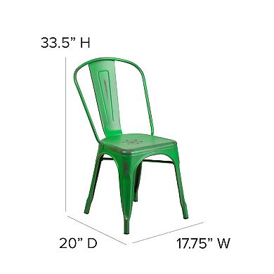 Flash Furniture Distressed Metal Indoor-Outdoor Stackable Chair - Kitchen Furniture