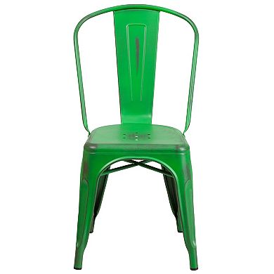 Flash Furniture Distressed Metal Indoor-Outdoor Stackable Chair - Kitchen Furniture