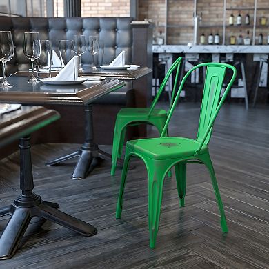 Flash Furniture Distressed Metal Indoor-Outdoor Stackable Chair - Kitchen Furniture