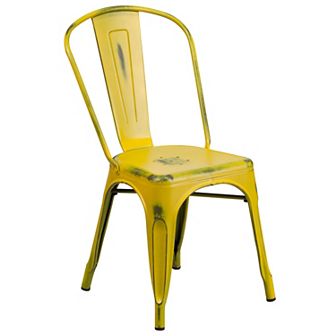 Flash Furniture Distressed Metal Indoor-Outdoor Stackable Chair - Kitchen Furniture