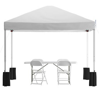 Flash Furniture 10' x 10' Pop Up Canopy Tent and 6 Ft. Bi-Fold Table with Wheeled Case