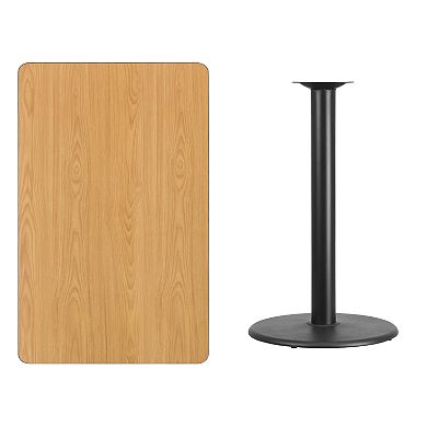 Flash Furniture 30'' x 48'' Rectangular Laminate Table Top with 24'' Round Bar Height Table Base