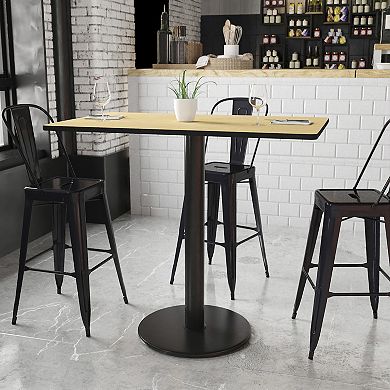 Flash Furniture 30'' x 48'' Rectangular Laminate Table Top with 24'' Round Bar Height Table Base