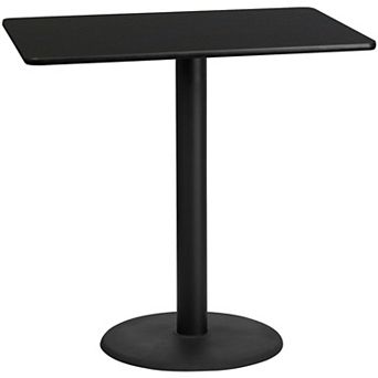 Flash Furniture 30'' x 48'' Rectangular Laminate Table Top with 24'' Round Bar Height Table Base