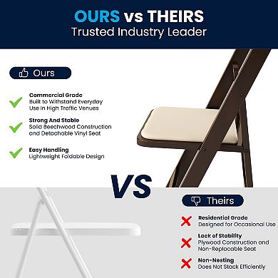 Flash Furniture 2 PackWood Folding Chair with Vinyl Padded Seat