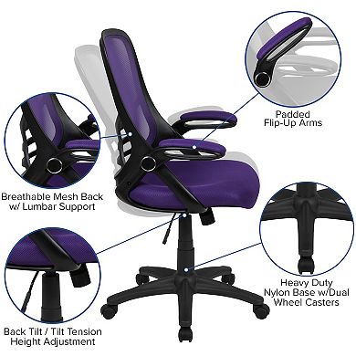 Flash Furniture High Back Mesh Ergonomic Swivel Office Computer Chair with Flip-up Arms