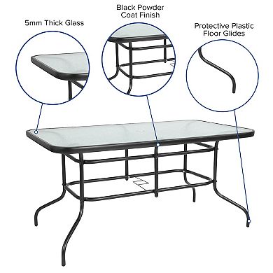 Flash Furniture 7 Piece Patio Dining Set - Glass Table, 6 Flex Stack Chairs