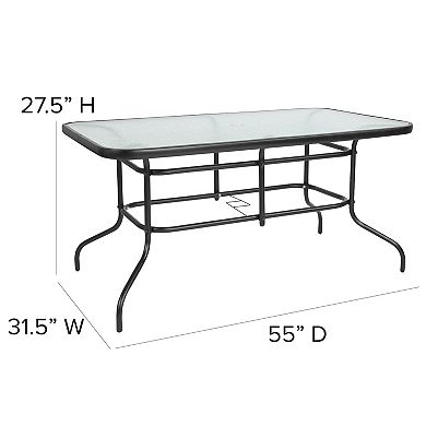 Flash Furniture 7 Piece Patio Dining Set - Glass Table, 6 Flex Stack Chairs