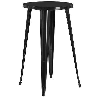 Flash Furniture 24'' Round Metal Indoor-Outdoor Bar Table Set with 4 Square Seat Backless Stools