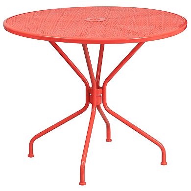Flash Furniture 35.25'' Round Indoor-Outdoor Steel Patio Table Set with 4 Round Back Chairs