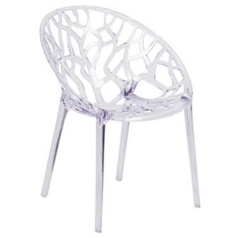 Flash Furniture Transparent Oval Shaped Stacking Side Chair with Artistic Pattern Design