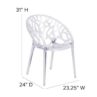 Flash Furniture Transparent Oval Shaped Stacking Side Chair with Artistic Pattern Design