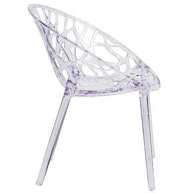 Flash Furniture Transparent Oval Shaped Stacking Side Chair with Artistic Pattern Design