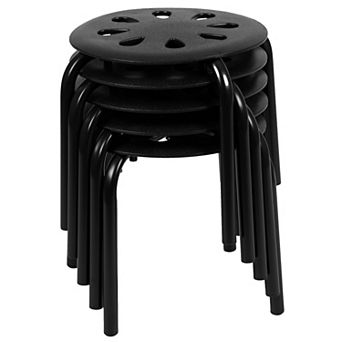 Flash Furniture Plastic Nesting Stack Stools - Classroom/Home, 11.5"Height (5 Pack)