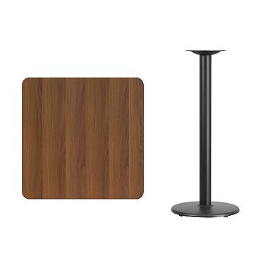 Flash Furniture 30'' Square Laminate Table Top with 18'' Round Bar Height Table Base