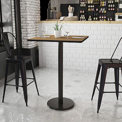 Flash Furniture 30'' Square Laminate Table Top with 18'' Round Bar Height Table Base